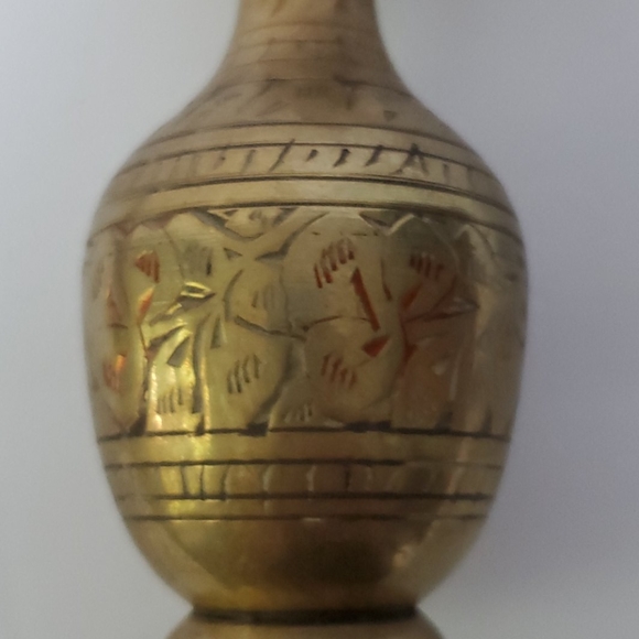 Vintage Etched Brass Vase - Picture 2 of 5